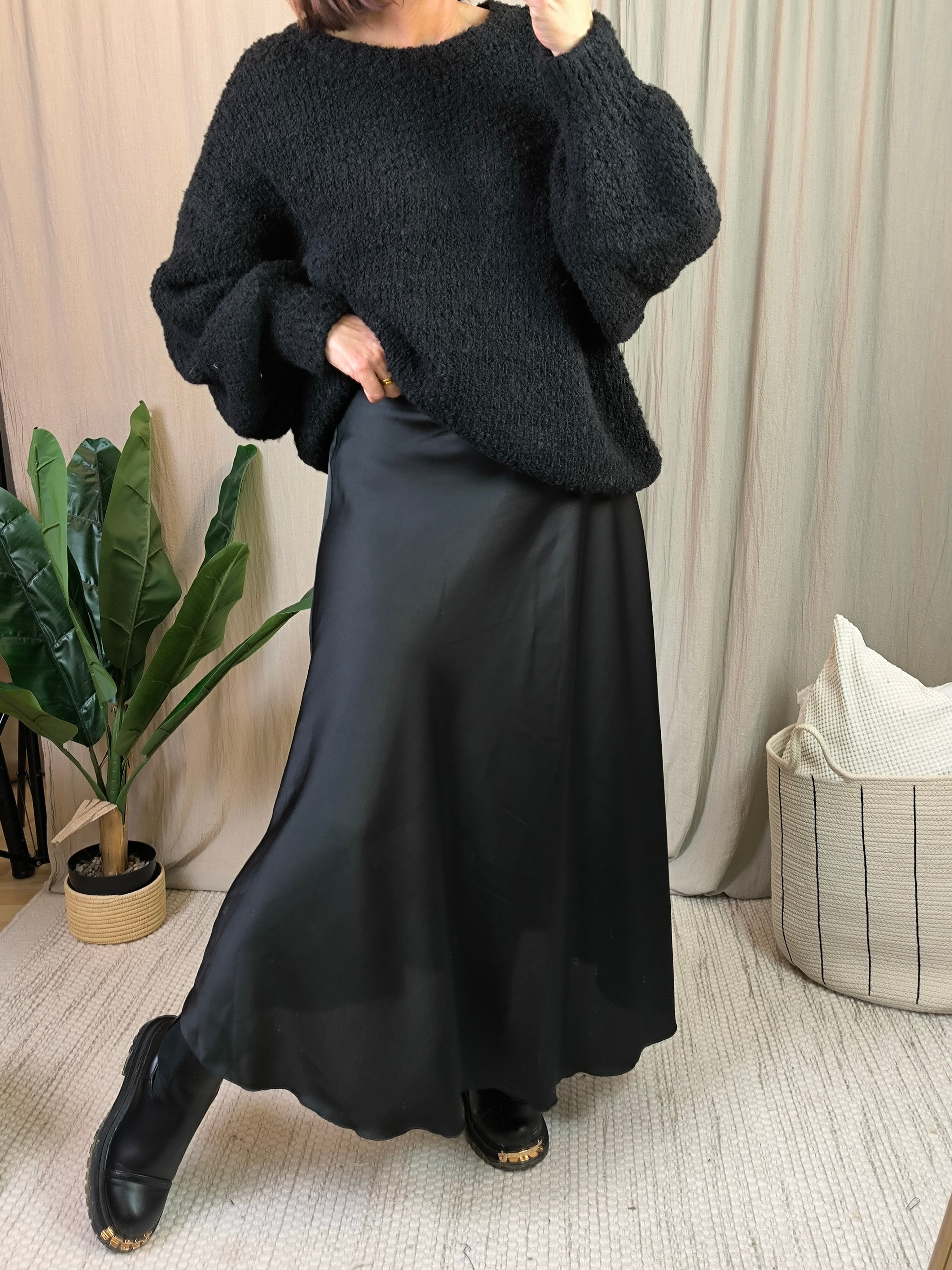 Jupe satinée noire | Addict showroom