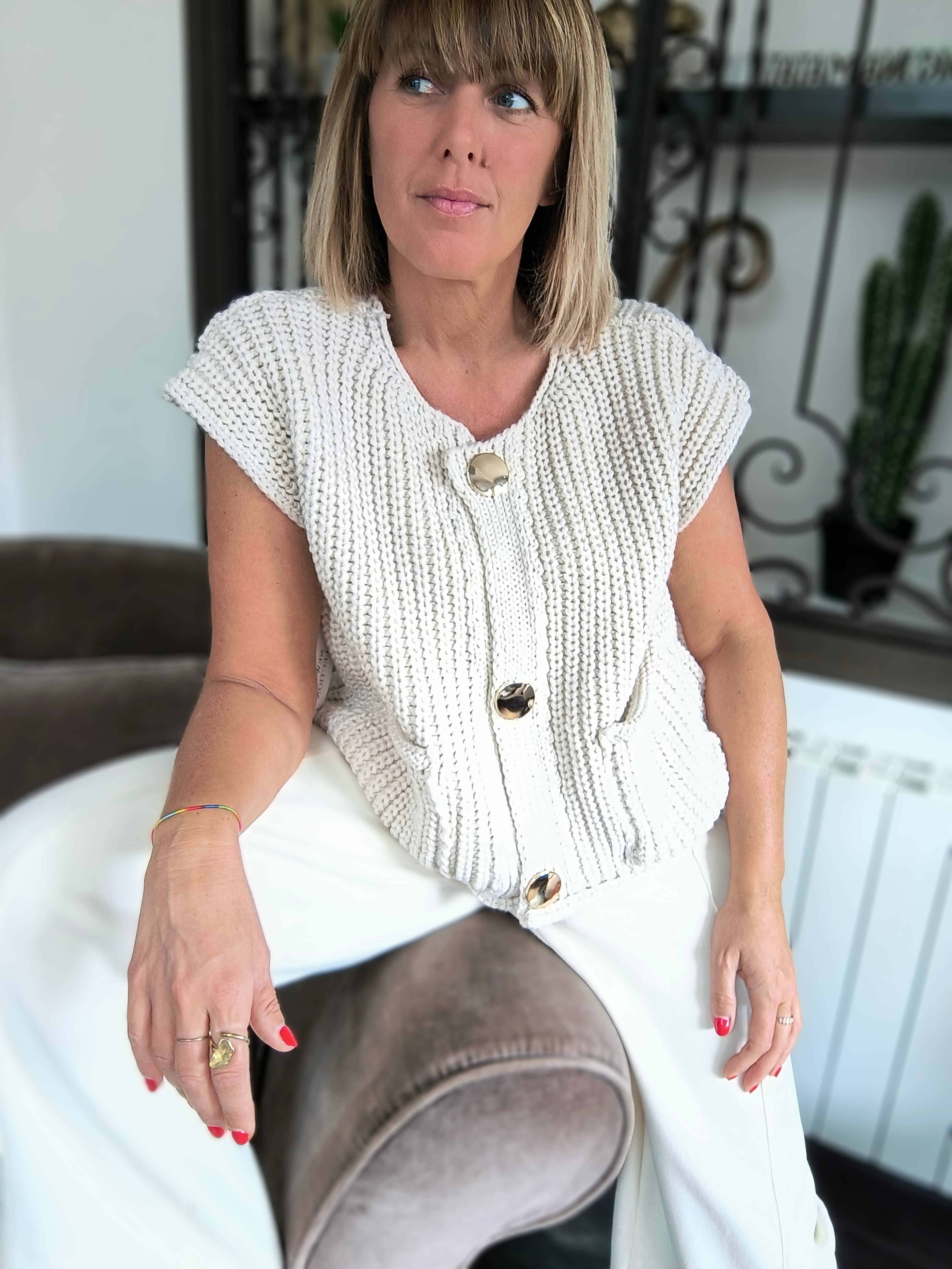Gilet Maille beige