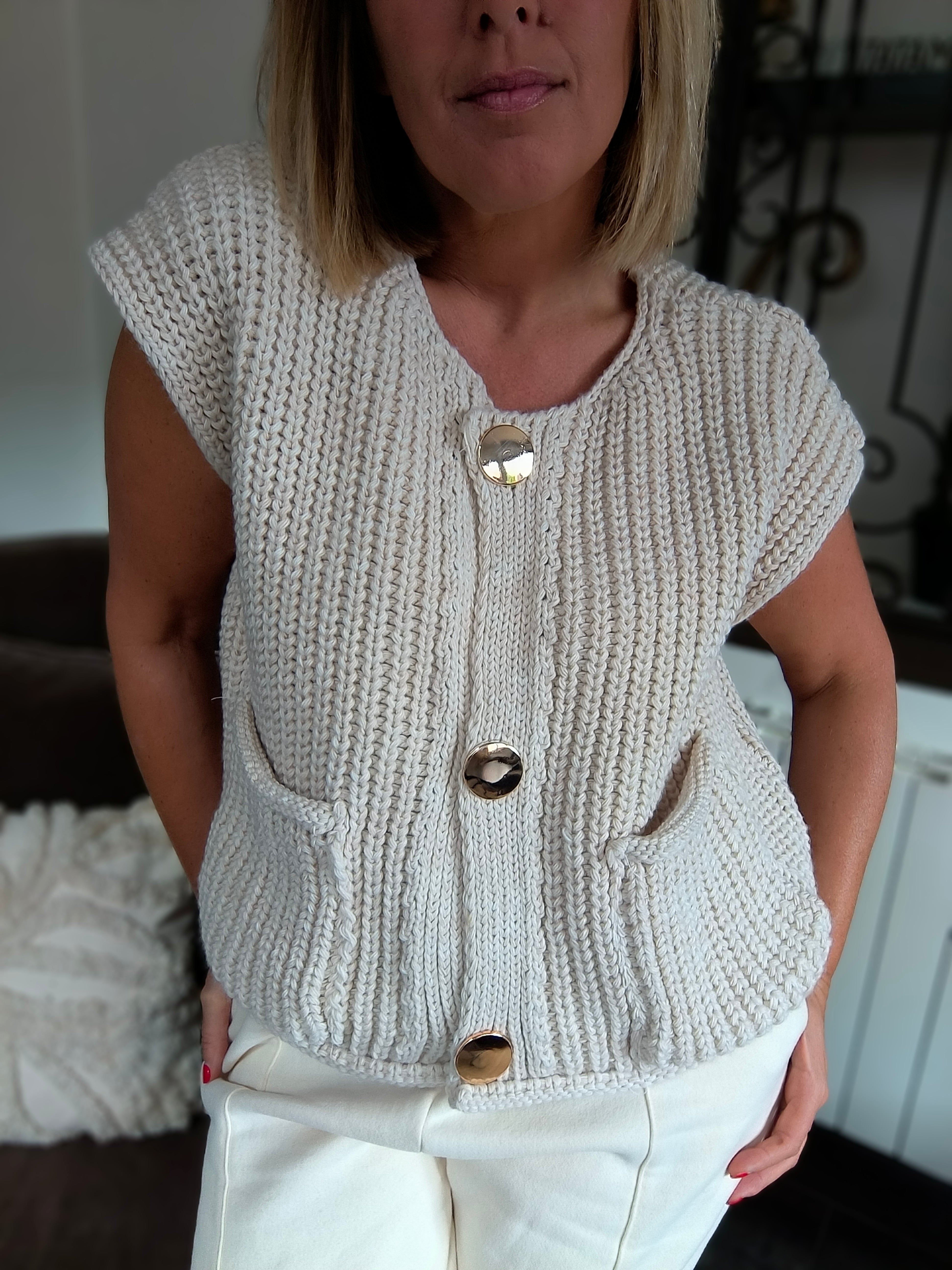 Gilet Maille beige