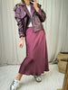 Jupe satinée viscose prune