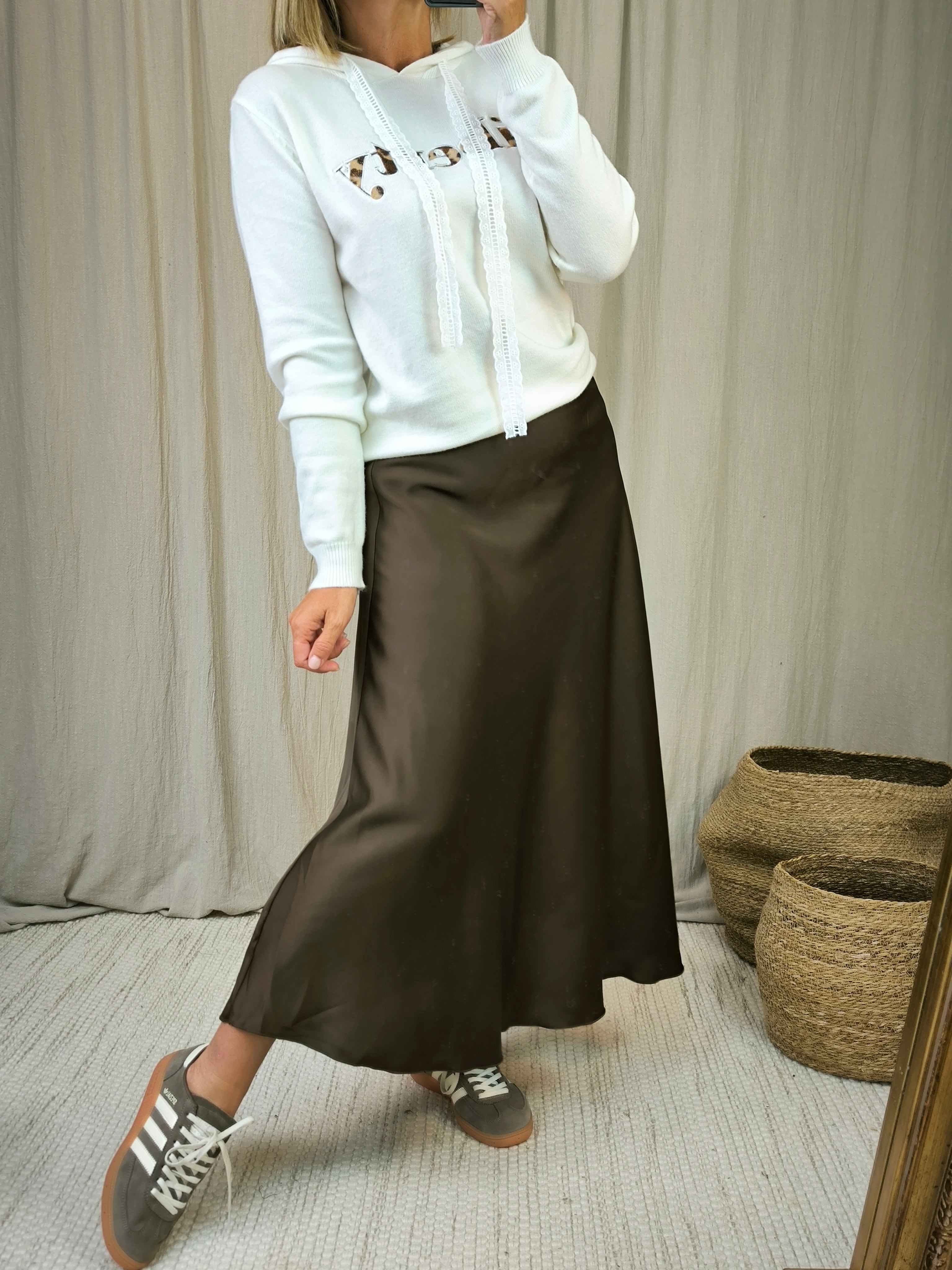 Jupe satinée choco | Addict showroom