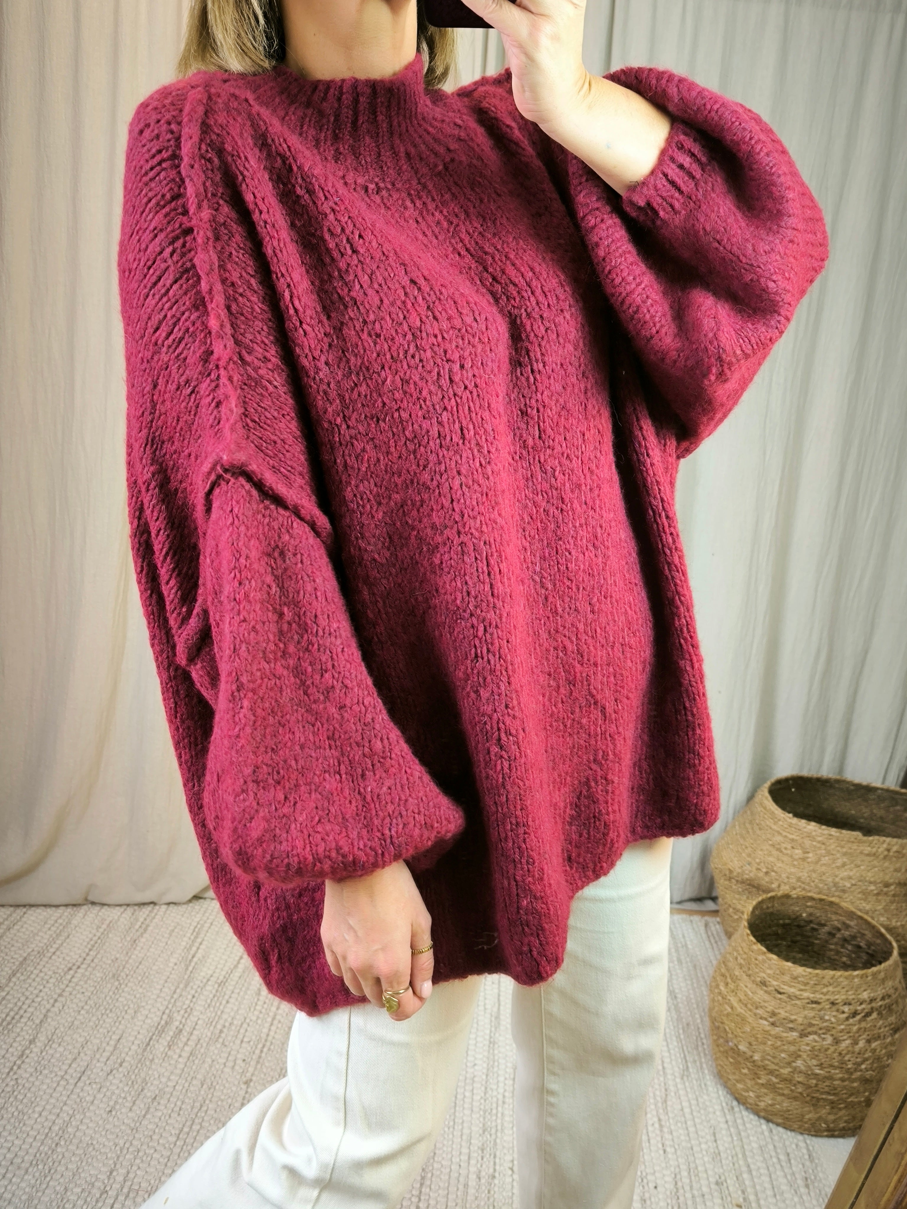 Maxi pull bordeaux | Addict showroom