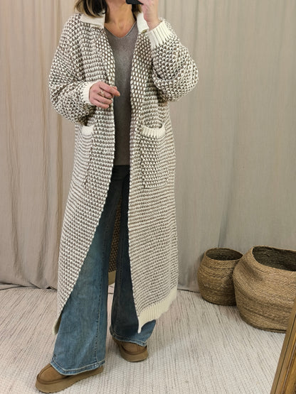 Cardigan maille taupe
