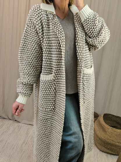 Cardigan maille taupe