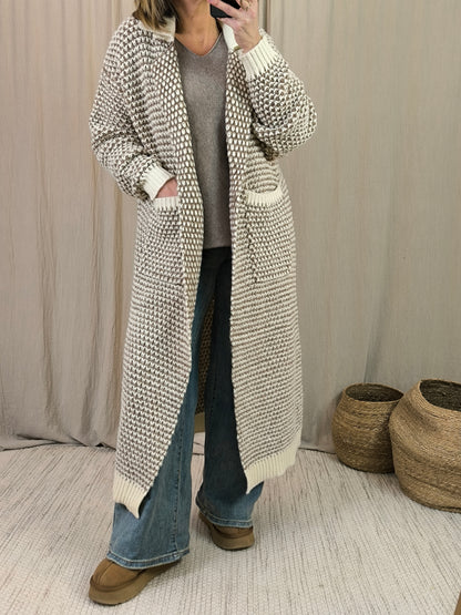 Cardigan maille taupe