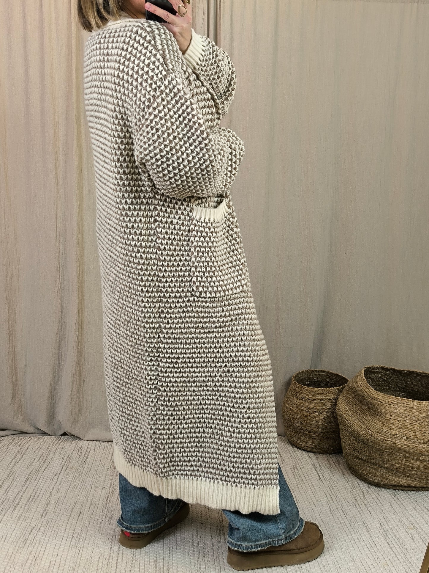 Cardigan maille taupe