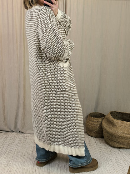 Cardigan maille taupe