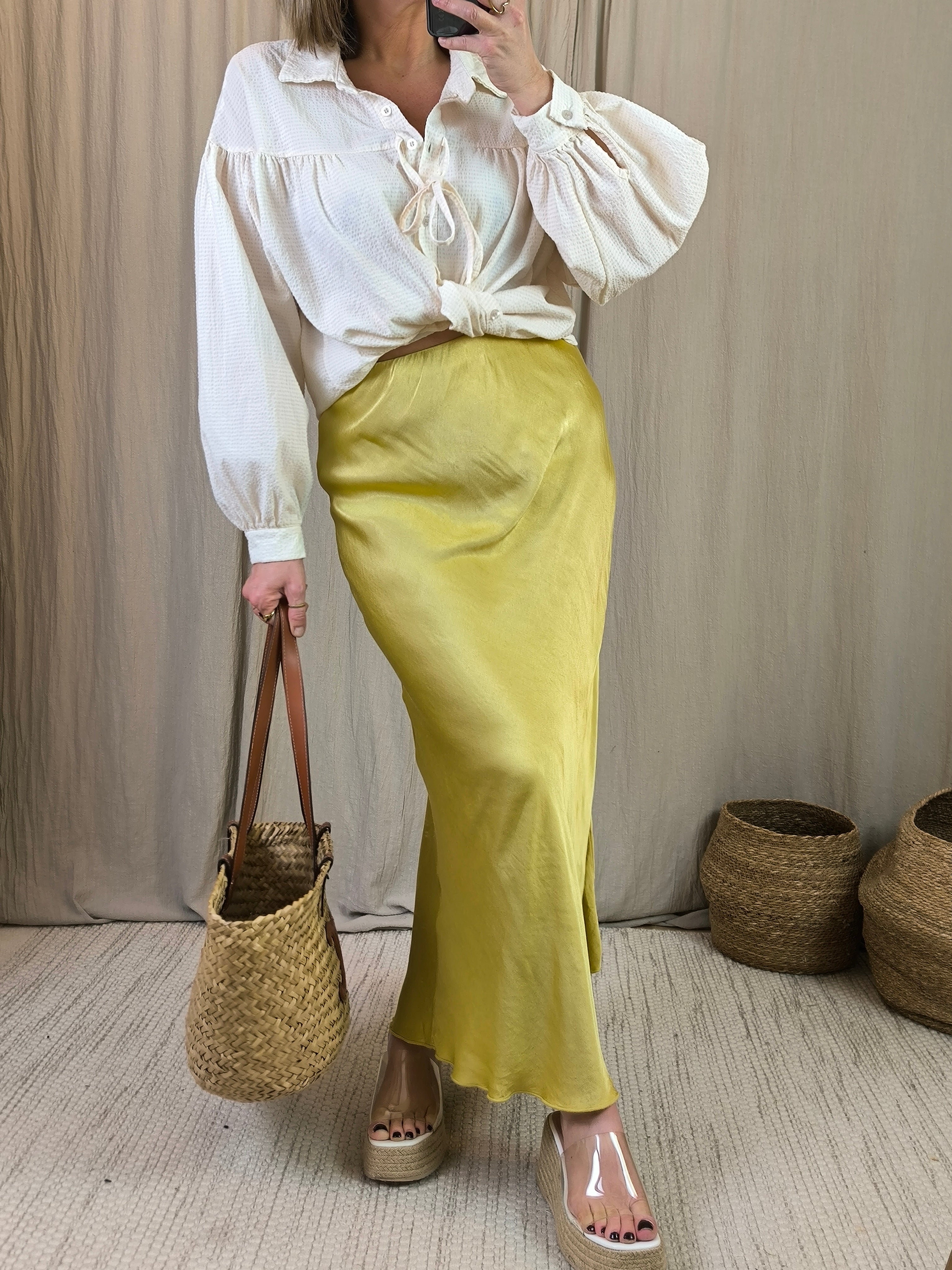 Jupe satinée viscose