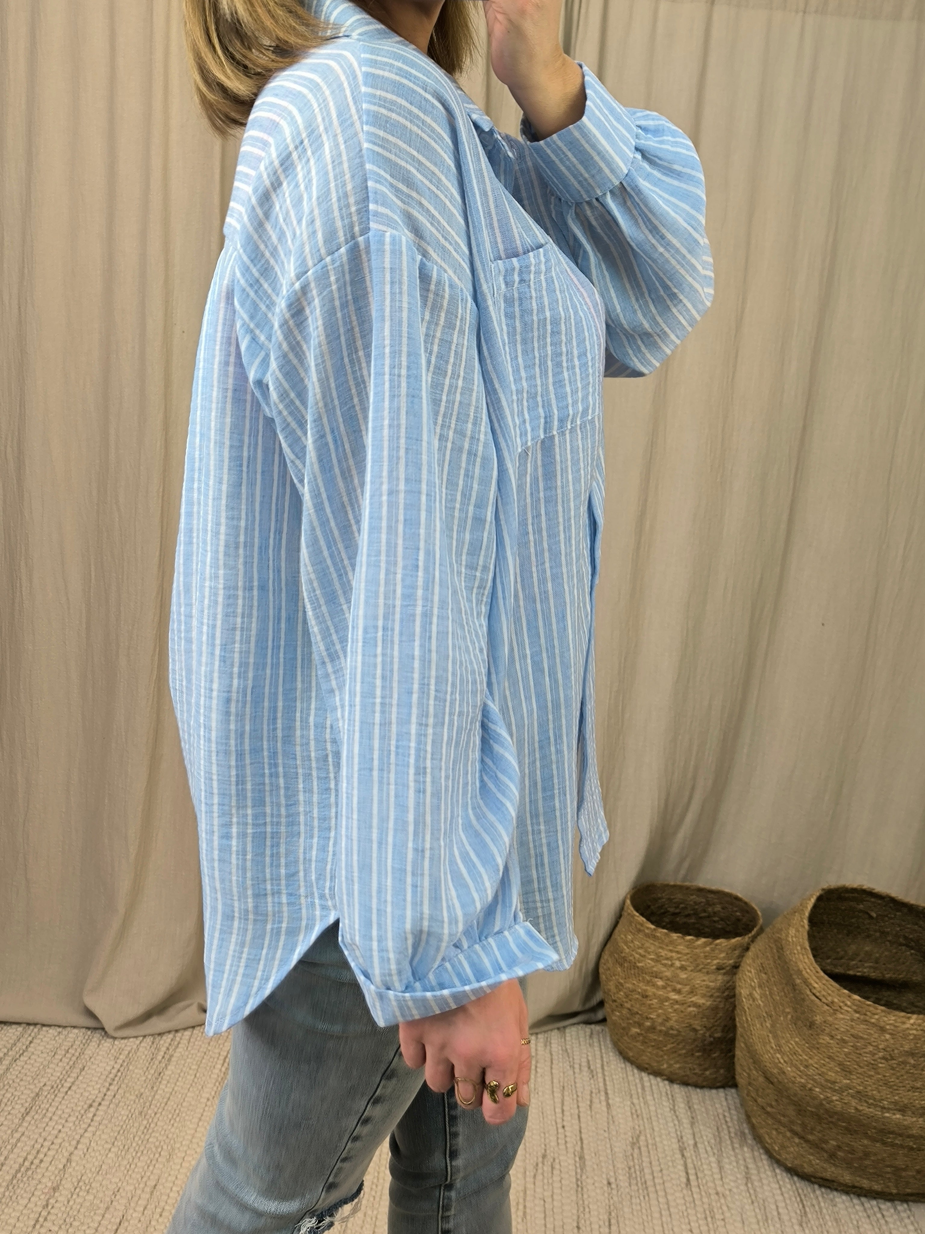 Chemise rayé effet lin