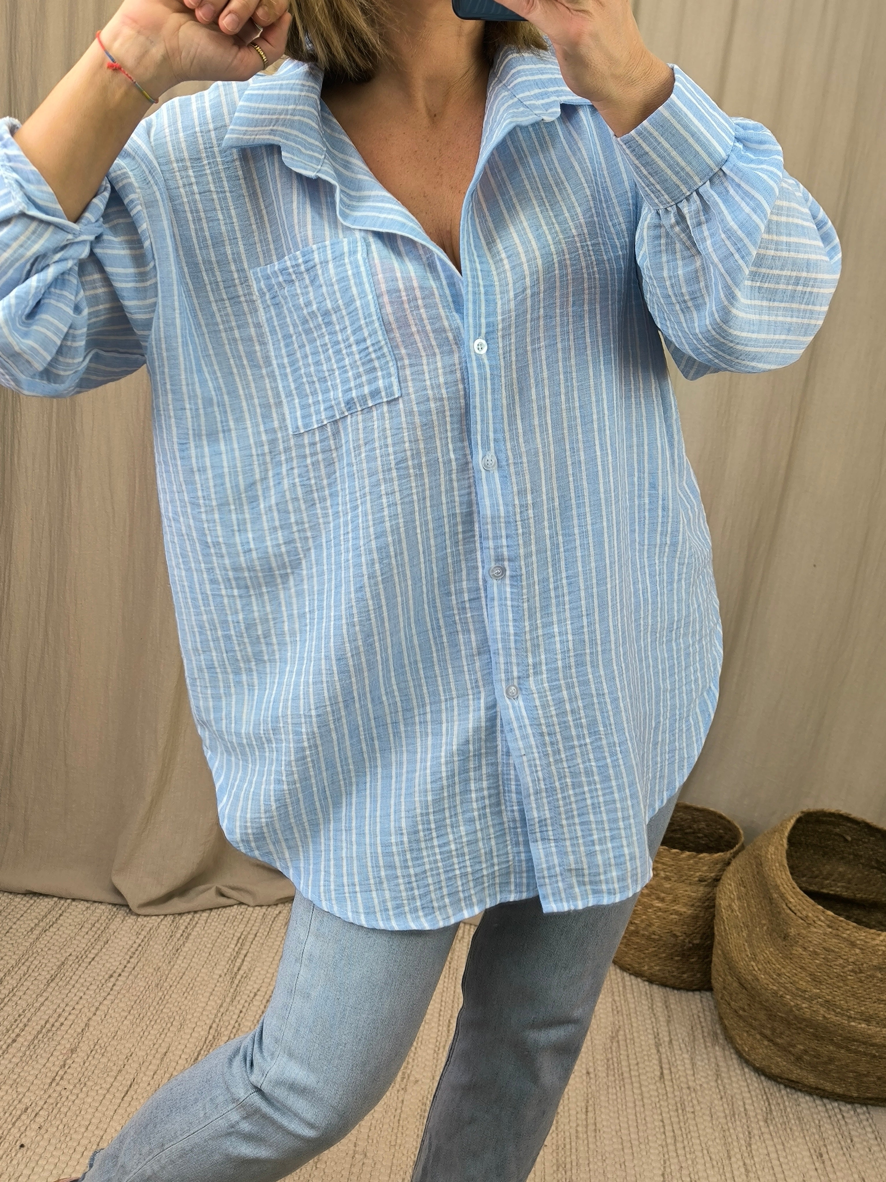Chemise rayé effet lin