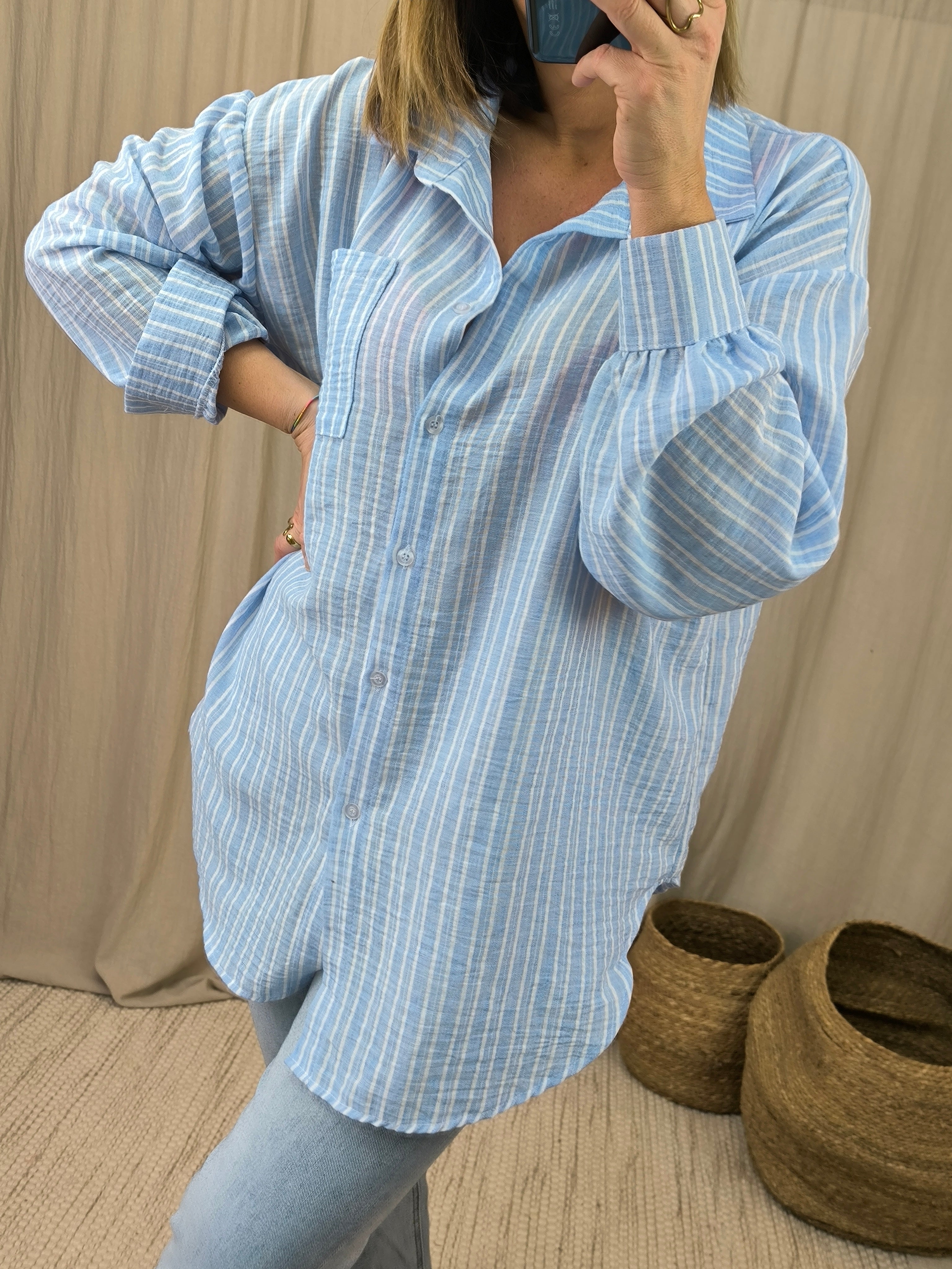 Chemise rayé effet lin