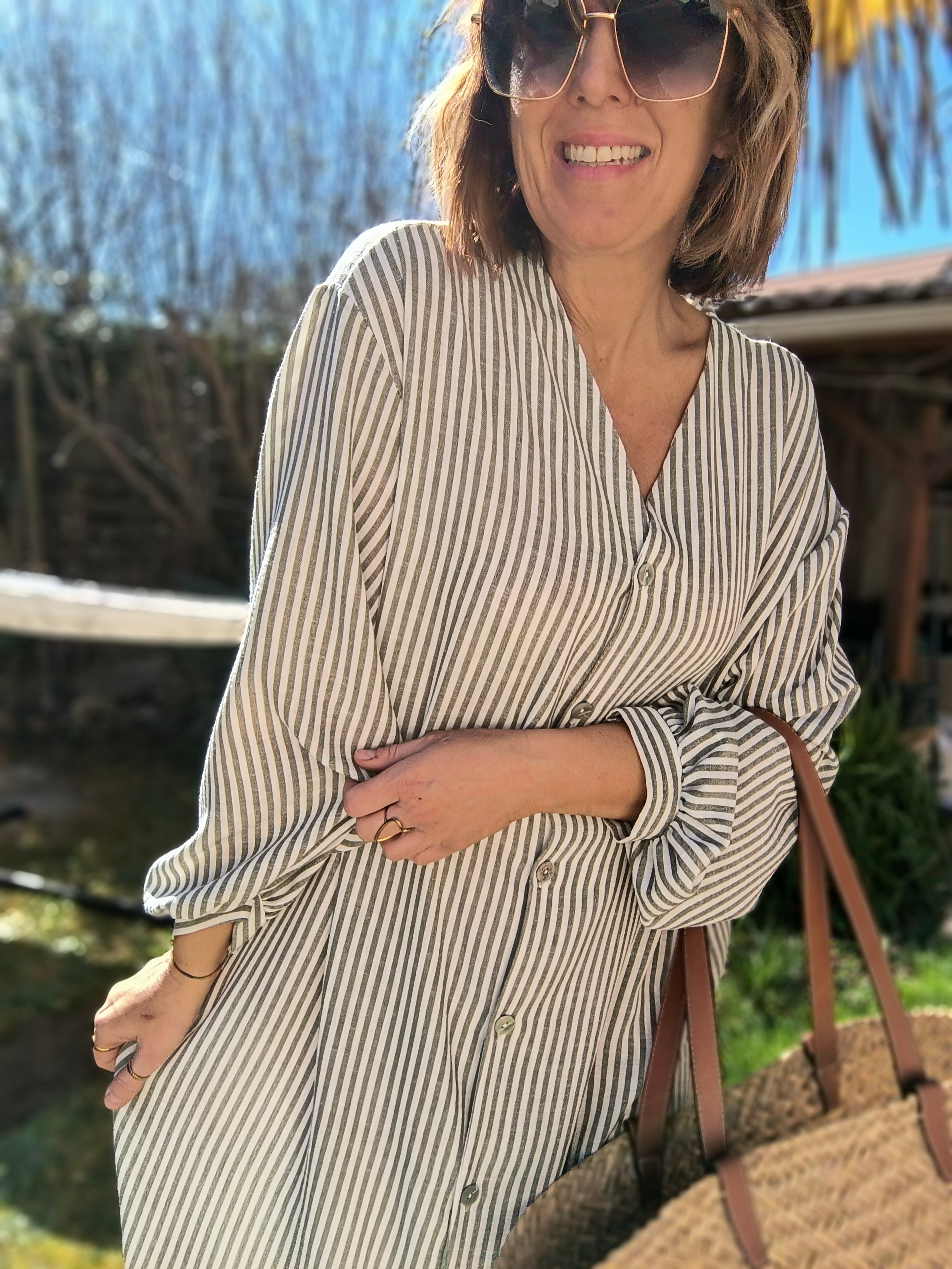 Robe gaz rayée