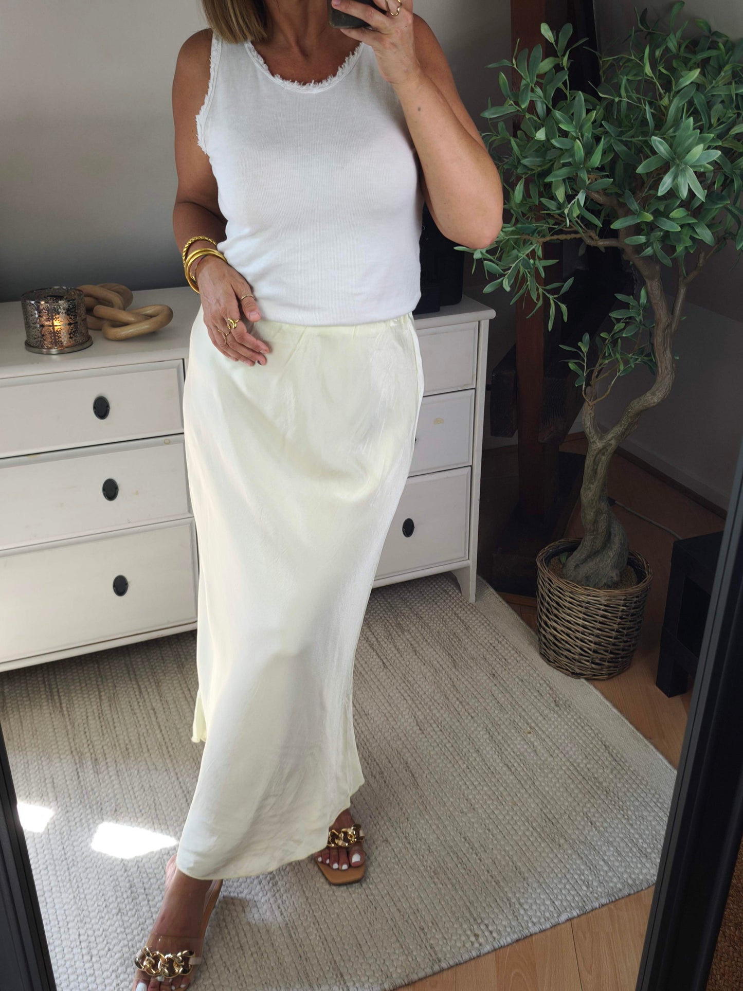 Jupe satinée viscose