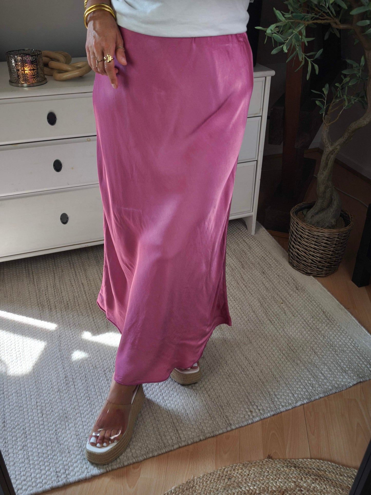 Jupe satinée viscose