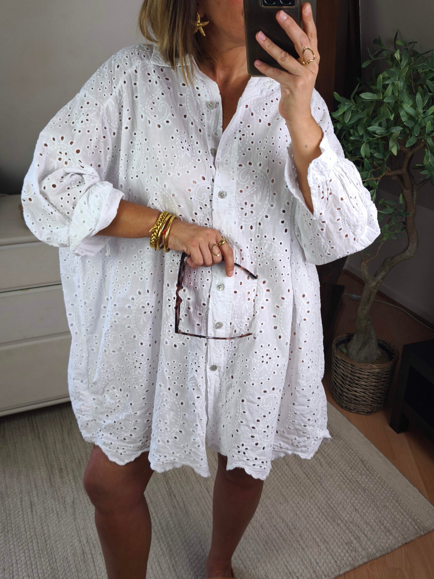 Chemise longue brodée