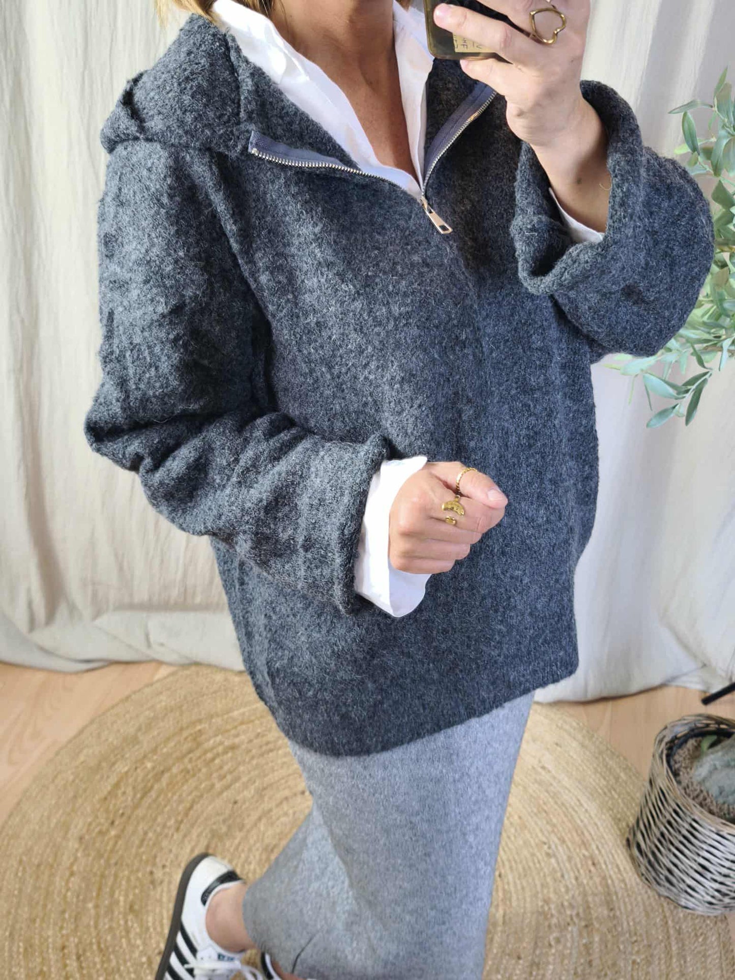 Pull zip capuche