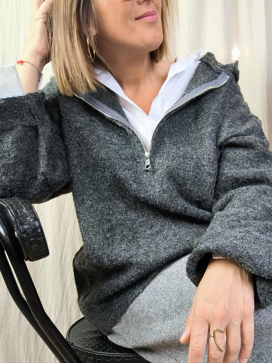 Pull zip capuche