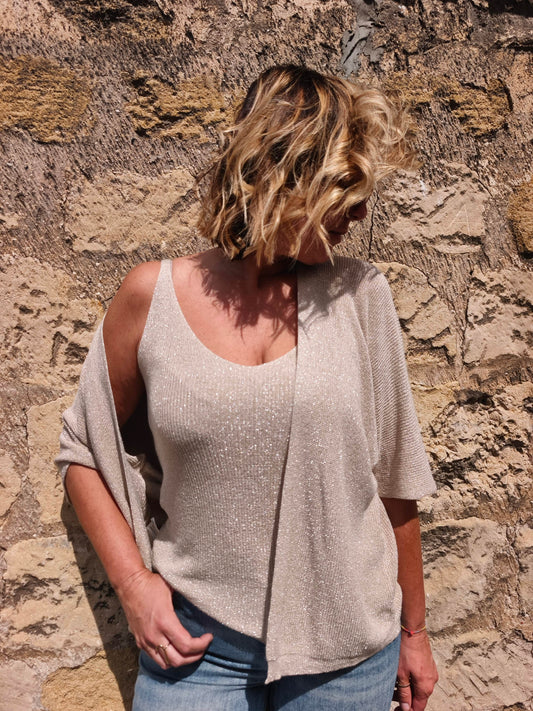 Gilet irisé doré