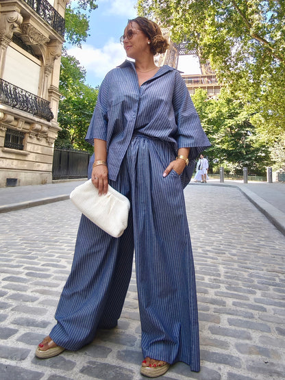 Ensemble rayé bleu