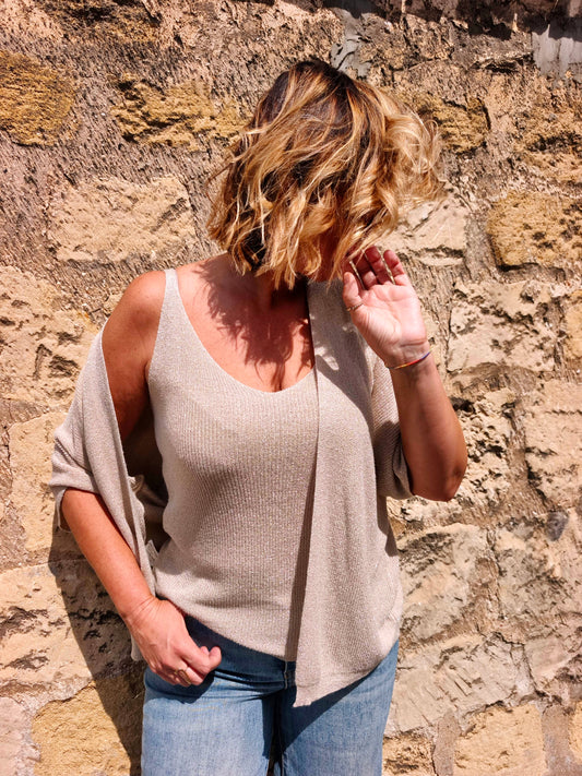 Top irisé doré